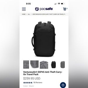 Pacsafe EXP45 Anti-Theft Carry-On Travel Pack